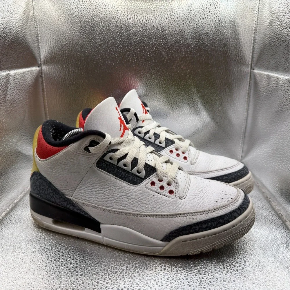 Size‎ 9.5 Jordan 3 Retro Denim SE Fire Red White Black Mens Sneakers CZ6431-100